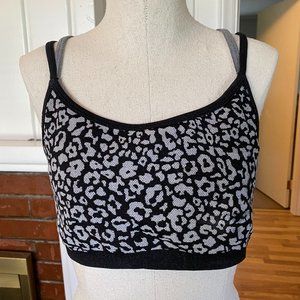 Fabletics Strappy bra -Black/Grey Leopard Print